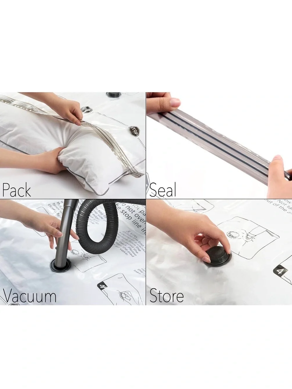 Small Vacuum Storage Bags - Clear 3 x 3-Packs = 9 Bags